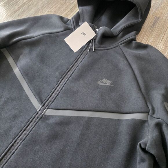 Nike Tech Fleece Windrunner Hoodie Full Zip Sportswear Triple Black Men's XL New - Picture 3 of 16